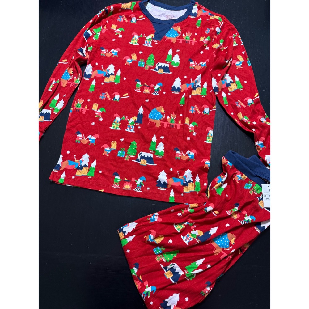 Wondershop Mens Christmas Gnome Pajama Set Red Winter Forest Sleepwear Small